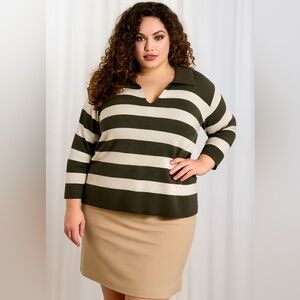 Talbots Brown & Beige Striped Sweater – Women’s Plus Size 2X